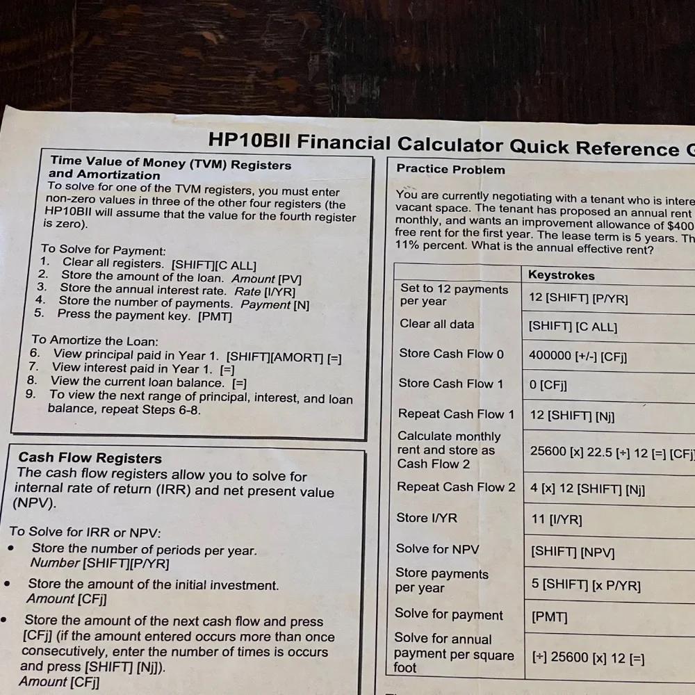 HP-10BII Financial Calculator W/ Manual & Slip Cover